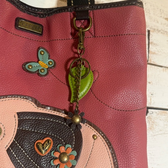 Chala Pink Elephant Everyday Shoulder Handbag Tote Purse Shopper DAMAGED - Picture 4 of 11
